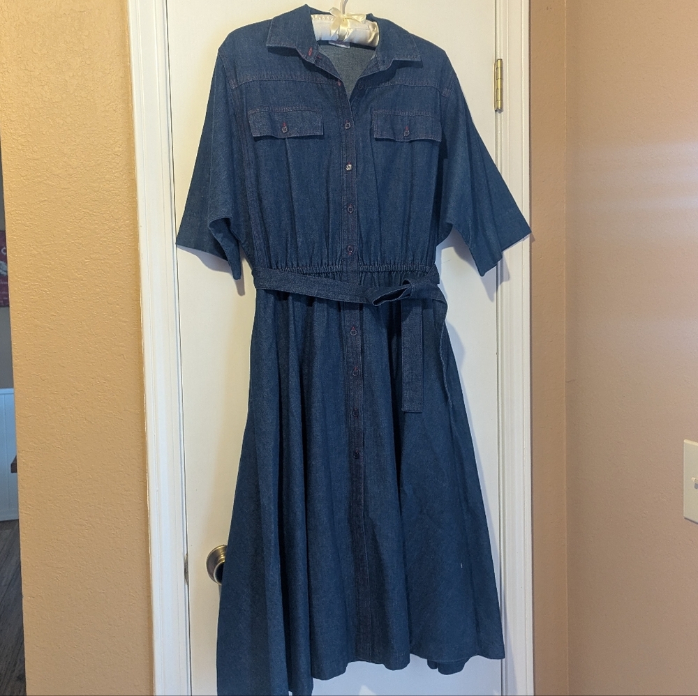 Retro Avon Denim Midi Dress